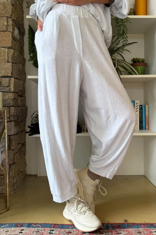 Terry B Relaxed Tapered Jogger White